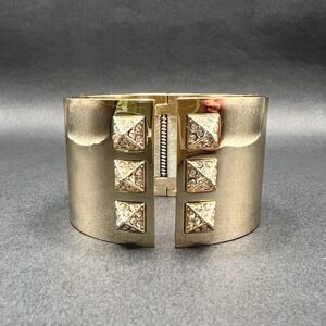 Victoria's Secret Scandalous Cuff Bracelet Gold Studded Rhinestone Hinged Wide